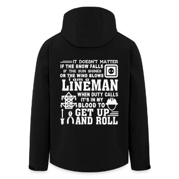 Lineman Lineman It's In My Blood - Men’s Recycled Softshell Jacket by Stanley/Stella - black - Back - AI Model Male 185 light (185cm)