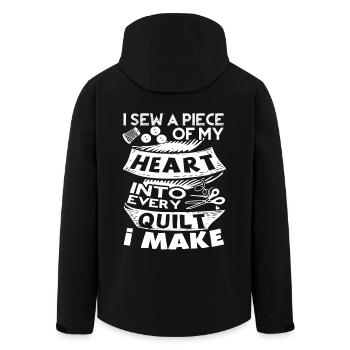 Quilter Sew A Piece Of My Heart Into Quilt - Men’s Recycled Softshell Jacket by Stanley/Stella - black - Back - AI Model Male 185 light (185cm)