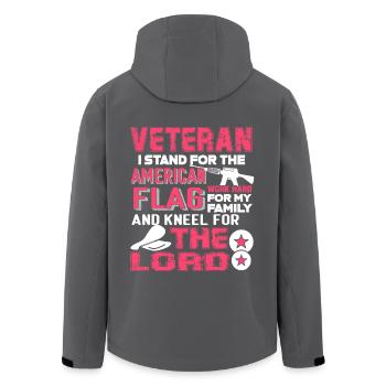 Veteran I Stand For The American Flag - Men’s Recycled Softshell Jacket by Stanley/Stella - black - Back - AI Model Male 185 light (185cm)
