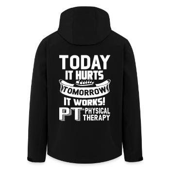 Physical Therapy Today It Hurts Tomorrow It Works - Men’s Recycled Softshell Jacket by Stanley/Stella - black - Back - AI Model Male 185 light (185cm)