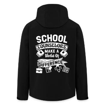 School Counselors Make A World Of Difference - Men’s Recycled Softshell Jacket by Stanley/Stella - black - Back - AI Model Male 185 light (185cm)
