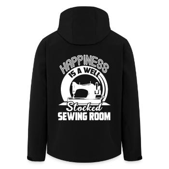 Sewing Happiness Is A Well Stocked Sewing Room - Men’s Recycled Softshell Jacket by Stanley/Stella - black - Back - AI Model Male 185 light (185cm)