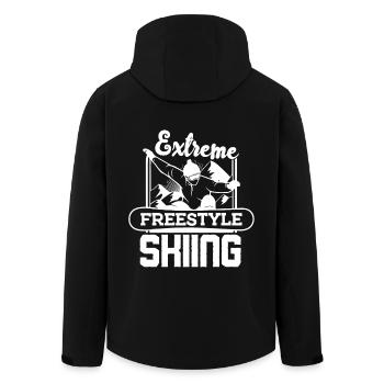 Skiing Extreme Freestyle Skiing - Men’s Recycled Softshell Jacket by Stanley/Stella - black - Back - AI Model Male 185 light (185cm)