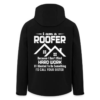 Roofer I Don't Mind Hard Work - Men’s Recycled Softshell Jacket by Stanley/Stella - black - Back - AI Model Male 185 light (185cm)