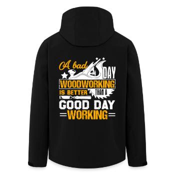 Woodworking A Bad Day Woodworking - Men’s Recycled Softshell Jacket by Stanley/Stella - black - Back - AI Model Male 185 light (185cm)
