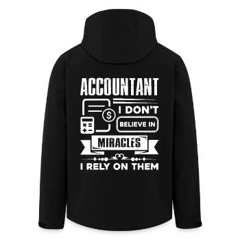 Accountant I Don't Believe In Miracles - Men’s Recycled Softshell Jacket by Stanley/Stella - black - Back - AI Model Male 185 light (185cm)