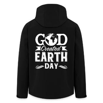 Earth Day God Created Earth Day - Men’s Recycled Softshell Jacket by Stanley/Stella - black - Back - AI Model Male 185 light (185cm)