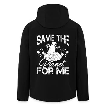Earth Day Save The Planet Earth - Men’s Recycled Softshell Jacket by Stanley/Stella - black - Back - AI Model Male 185 light (185cm)