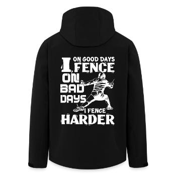 Fencing I Fence Harder - Men’s Recycled Softshell Jacket by Stanley/Stella - black - Back - AI Model Male 185 light (185cm)