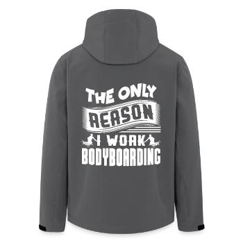 Bodyboarding Is The Only Reason I Work - Men’s Recycled Softshell Jacket by Stanley/Stella - anthracite - Back - AI Model Male 185 light (185cm)
