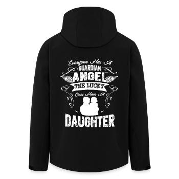 Daughter Guardian Angel Funny Father's Day Gifts - Men’s Recycled Softshell Jacket by Stanley/Stella - black - Back - AI Model Male 185 light (185cm)