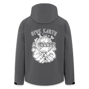 Earth Day Give Earth A Chance - Men’s Recycled Softshell Jacket by Stanley/Stella - black - Back - AI Model Male 185 light (185cm)