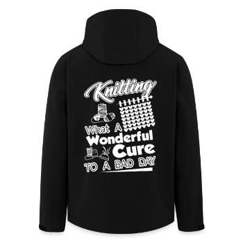 Knitting What A Wonderful Cure To A Bad Day - Men’s Recycled Softshell Jacket by Stanley/Stella - black - Back - AI Model Male 185 light (185cm)
