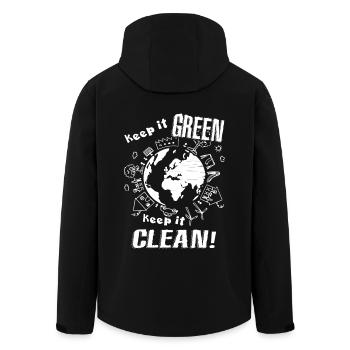 Earth Day Keep It Green Keep It Clean - Men’s Recycled Softshell Jacket by Stanley/Stella - black - Back - AI Model Male 185 light (185cm)