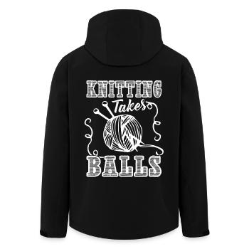 Knitting Takes Balls - Men’s Recycled Softshell Jacket by Stanley/Stella - black - Back - AI Model Male 185 light (185cm)