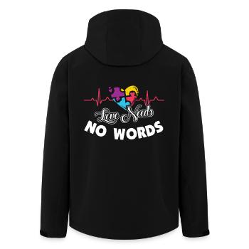 Autism Awareness Heartbeat Love Needs No Words - Men’s Recycled Softshell Jacket by Stanley/Stella - black - Back - AI Model Male 185 light (185cm)