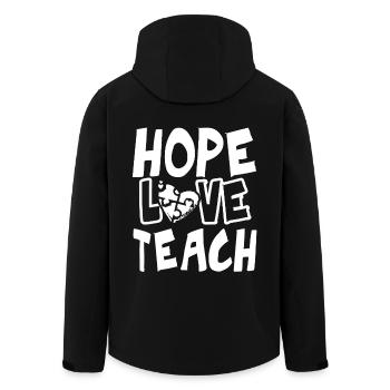 Autism Awareness Hope Love Teach Autism - Men’s Recycled Softshell Jacket by Stanley/Stella - black - Back - AI Model Male 185 light (185cm)