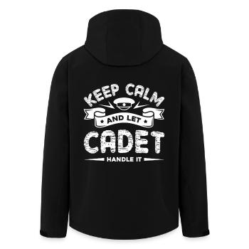 Cadet Keep Calm And Let Cadet Handle It - Men’s Recycled Softshell Jacket by Stanley/Stella - black - Back - AI Model Male 185 light (185cm)