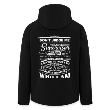 Supervisor Don't Judge Supervisor - Men’s Recycled Softshell Jacket by Stanley/Stella - black - Back - AI Model Male 185 light (185cm)