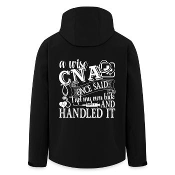 CNA Let CNA Handle It - Men’s Recycled Softshell Jacket by Stanley/Stella - black - Back - AI Model Male 185 light (185cm)