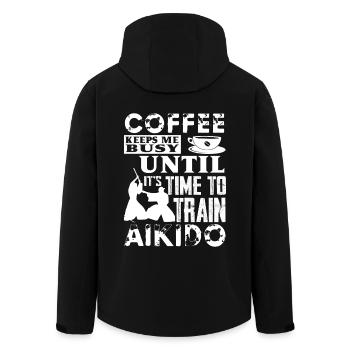 Aikido And Coffee - Men’s Recycled Softshell Jacket by Stanley/Stella - black - Back - AI Model Male 185 light (185cm)