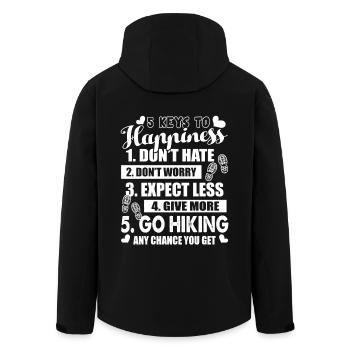 Hiking 5 Keys To Happiness Hiking - Men’s Recycled Softshell Jacket by Stanley/Stella - black - Back - AI Model Male 185 light (185cm)