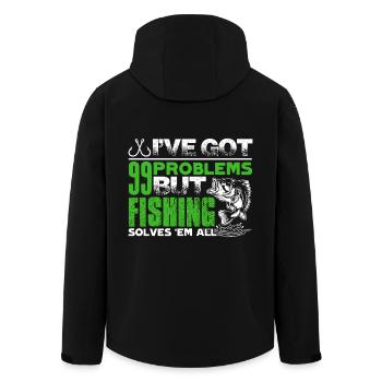 Fishing Solves All Problems - Men’s Recycled Softshell Jacket by Stanley/Stella - black - Back - AI Model Male 185 light (185cm)