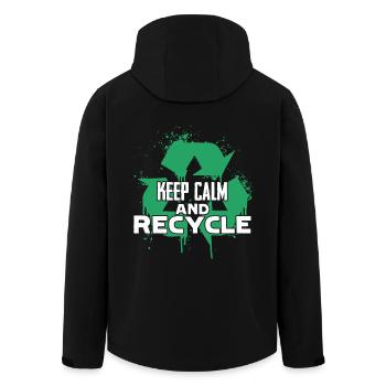 Earth Day Keep Calm And Recycle - Men’s Recycled Softshell Jacket by Stanley/Stella - black - Back - AI Model Male 185 light (185cm)