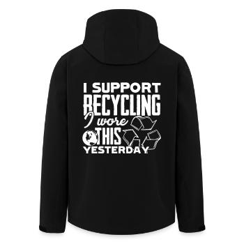 Earth Day Support Recycling For Earth - Men’s Recycled Softshell Jacket by Stanley/Stella - black - Back - AI Model Male 185 light (185cm)
