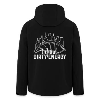 Earth Day Earth Defund Dirty Energy - Men’s Recycled Softshell Jacket by Stanley/Stella - black - Back - AI Model Male 185 light (185cm)