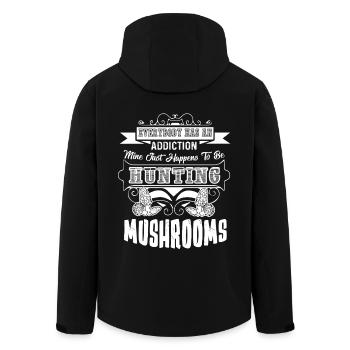 Hunting Mushroom Hunting Mushrooms Addiction - Men’s Recycled Softshell Jacket by Stanley/Stella - black - Back - AI Model Male 185 light (185cm)