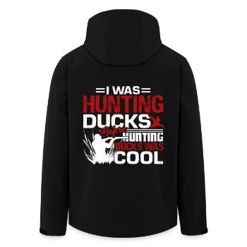 Hunting Duck Funny Hunting Duck - Men’s Recycled Softshell Jacket by Stanley/Stella - black - Back - AI Model Male 185 light (185cm)