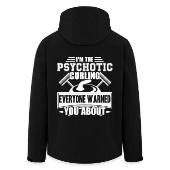Curling I am The Psychotic Curling - Men’s Recycled Softshell Jacket by Stanley/Stella - black - Back - AI Model Male 185 light (185cm)
