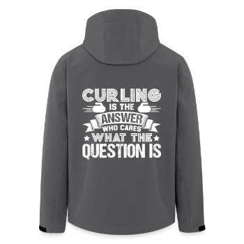 Curling Is The Answer - Men’s Recycled Softshell Jacket by Stanley/Stella - black - Back - AI Model Male 185 light (185cm)