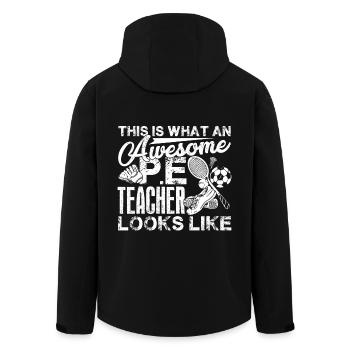 This Is What An Awesome PE Teacher Looks Like - Men’s Recycled Softshell Jacket by Stanley/Stella - black - Back - AI Model Male 185 light (185cm)