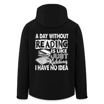 Reading A Day Without Reading Book - Men’s Recycled Softshell Jacket by Stanley/Stella - black - Back - AI Model Male 185 light (185cm)