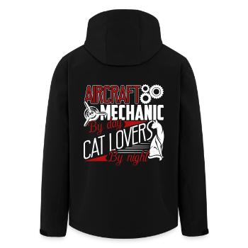 Aircraft Mechanic By Day Cat Lover by Night - Men’s Recycled Softshell Jacket by Stanley/Stella - black - Back - AI Model Male 185 light (185cm)