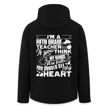 5th Grade Teacher Full Heart - Men’s Recycled Softshell Jacket by Stanley/Stella - black - Back - AI Model Male 185 light (185cm)