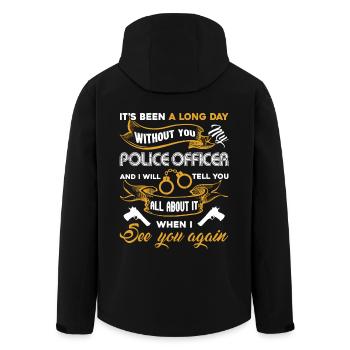 Funny Police Officer Tee - Men’s Recycled Softshell Jacket by Stanley/Stella - black - Back - AI Model Male 185 light (185cm)