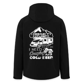 Camping I Need Camping And Cold Beer - Men’s Recycled Softshell Jacket by Stanley/Stella - black - Back - AI Model Male 185 light (185cm)