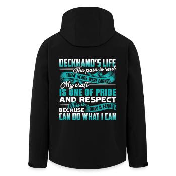Deckhand's Life The Pain Is Real - Men’s Recycled Softshell Jacket by Stanley/Stella - black - Back - AI Model Male 185 light (185cm)