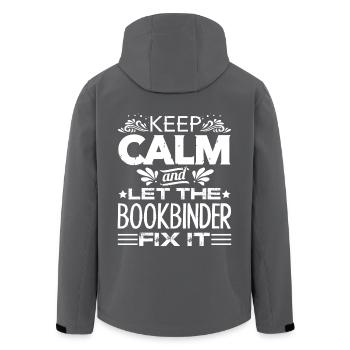 Bookbinder Let The Bookbinder Fix It - Men’s Recycled Softshell Jacket by Stanley/Stella - anthracite - Back - AI Model Male 185 light (185cm)
