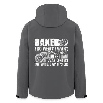 Baker I Do What I Want - Men’s Recycled Softshell Jacket by Stanley/Stella - black - Back - AI Model Male 185 light (185cm)