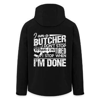 Butcher I Stop When I am Done - Men’s Recycled Softshell Jacket by Stanley/Stella - black - Back - AI Model Male 185 light (185cm)
