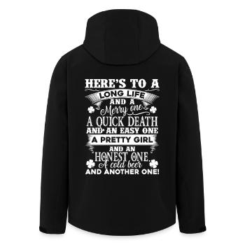 St Patrick's Day Happy St Patrick's Day - Men’s Recycled Softshell Jacket by Stanley/Stella - black - Back - AI Model Male 185 light (185cm)