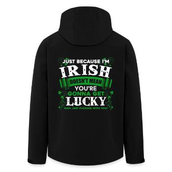 St Patrick's Day I am Lucky Irish - Men’s Recycled Softshell Jacket by Stanley/Stella - black - Back - AI Model Male 185 light (185cm)