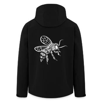 Bee Bee Floral Pattern - Men’s Recycled Softshell Jacket by Stanley/Stella - black - Back - AI Model Male 185 light (185cm)