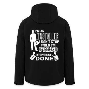 Installer I Stop When I am Done - Men’s Recycled Softshell Jacket by Stanley/Stella - black - Back - AI Model Male 185 light (185cm)