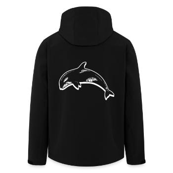 Killer Whale Floral Pattern - Men’s Recycled Softshell Jacket by Stanley/Stella - black - Back - AI Model Male 185 light (185cm)