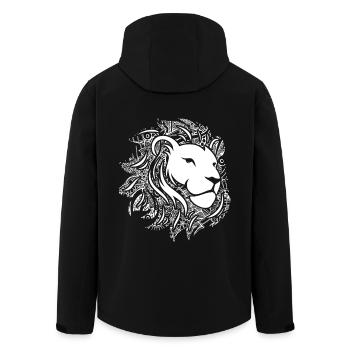 Lion Lion Floral Pattern - Men’s Recycled Softshell Jacket by Stanley/Stella - black - Back - AI Model Male 185 light (185cm)